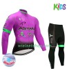 Kind Fietskleding (Wielershirt Lange Mouw + Fietsbroek Lang) 2017 Astana Pro Team N003 Winter Thermal Fleece